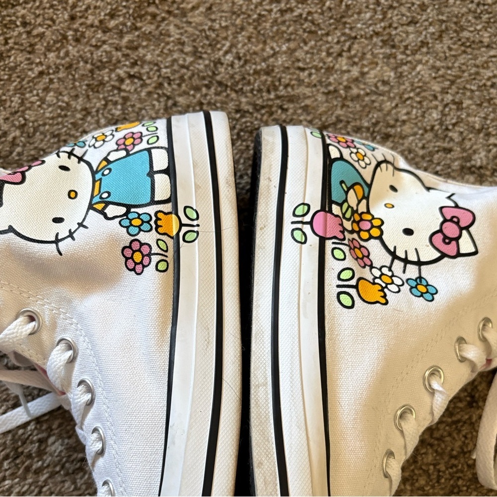 Converse X Hello Kitty White and Pink Kids High-Top Sneakers - Picture 7 of 8